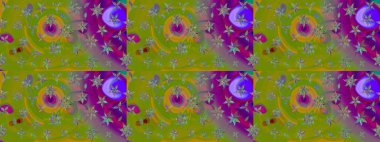 Kumaş desenli papatya çiçeği detayı. Yeşil renkte çiçekler.