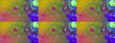 Çiçeksel çizim kalıbının yansıması. Vadinin yeşil renkli çiçekleri.