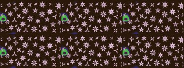 Renkli Yaz Temalı eskiz kalıbı. Kahverengi renkli çiçekler. Düz Çiçek Elementleri Tasarımı. Raster illüstrasyonunda çiçek deseni çizimi.