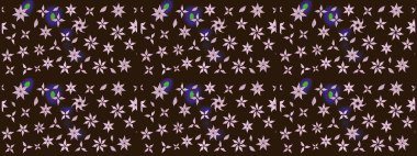 Miles Fleur, süslü püslü bir süs. Tomurcukları papatya çiçekleri olan sevimli bir çiçek deseni. Eskiz geçmişi. Kumaş, tekstil, duvar kağıdı baskısı için. Raster illüstrasyonu. Antika retro tarzı.