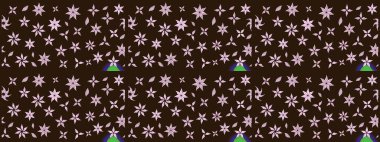 El çizimi. Raster illüstrasyonu. Çiçekli, yapraklı, çiçek desenli çizim..