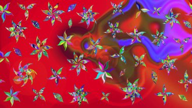 Kırmızı renkte sevimli çiçekler. Küçük çiçekli basit bir çiçek çizimi. Raster illüstrasyonu. Moda baskısı, albüm, ambalaj kağıdı, duvar kağıdı için zarif dekoratif süslemeler..