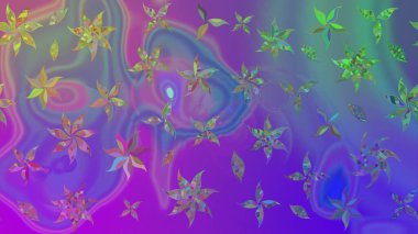 Küçük çiçekteki sevimli çiçek deseni. Raster illüstrasyonu. Mor renkte çiçekler.