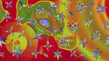 Vadinin çiçekleri kırmızı renklerde. Çiçeksel çizim kalıbının çizimi.