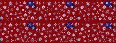 Raster deseni. Küçük çiçekteki sevimli çiçek deseni. Kırmızı renklerde. Soyut çiçek çizim kalıbı arka planı. Raster illüstrasyonu.