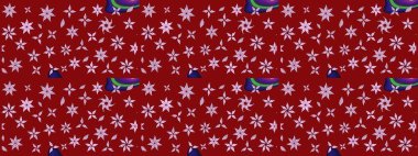 Çiçek desenli çizim. Asya tekstil tarzında. Kırmızı renkte çiçekler. Raster illüstrasyonu. Raster illüstrasyonu.