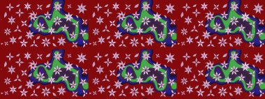 Çizgi çizimi kalıbı. Raster Moda kumaş deseni. Şirin çiçekler..