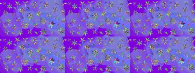 Çiçekler. Soyut etnik raster çizim kalıbı. Vadinin çiçekleri menekşe renklerinde.