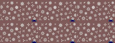 Çiçek süslemeli çizim deseni. Kahverengi renkli çiçekler. Raster illüstrasyonu.