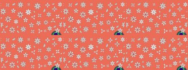 Şirin çiçekli, desenli, turuncu renkli renkli bir eskiz. El çizimi çiçek çizimi deseni (fayans). Tekstil için suluboya çizim deseni.