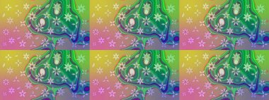 Küçük yeşil çiçeklerle oldukça eski bir besin torbası deseni. Tekstil, kumaş, kapaklar, duvar kağıtları, baskı, paket, koleksiyon defteri, örgü, dekupaj için çiçek arkaplanı..