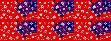 Millefleur 'lar. Oldukça eski bir besin torbası deseni, küçük kırmızı renkte, çiçekler. Tekstil, kumaş, kapaklar, duvar kağıtları, baskı, paket, koleksiyon defteri, örgü, dekupaj için çiçek arkaplanı..