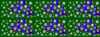 El çizimi. Çiçekli, yapraklı, çiçek desenli eskiz. Raster illüstrasyonu.