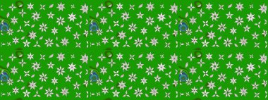 Yeşil yeşile. Retro tekstil tasarım koleksiyonu. 1950-1960 motifleri. El çizimi çiçek unsurları olan soyut çizim raster deseni. Çiçekli ipek eşarp..