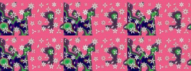 Çiçek desenli eskiz. Pembe renkli çiçekler. Tişört baskısı için çiçek boyama rasteriName.