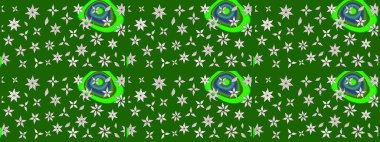 Şirin karalamalı çiçek desenli çizim. El yapımı çiçek ve bitki koleksiyonu. Raster illüstrasyonu. Eskiz stili yeşil renkler. Raster illüstrasyonu.