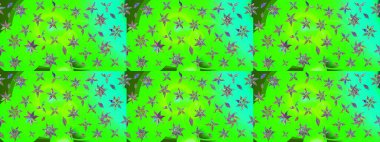 Düz Çiçek Elementleri Tasarım Raster illüstrasyonu. Yeşil renkli çiçekler. Çiçek desenli eskiz. Renkli Bahar Teması çizim şablonu.