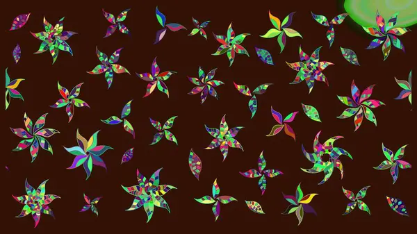 Yaprak ve çiçeklerin suluboya resimleri, kahverengi renklerdeki çizimler. Raster illüstrasyonu. Yumuşak, bahar çiçekleri kahverengi renklerde.