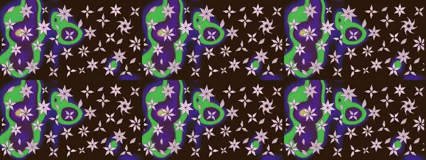 Raster illüstrasyonundaki çiçek desenli çizim. Renkli Bahar Teması eskiz kalıbı. Süslü kumaş deseni. Düz Çiçek Elementleri Tasarımı.