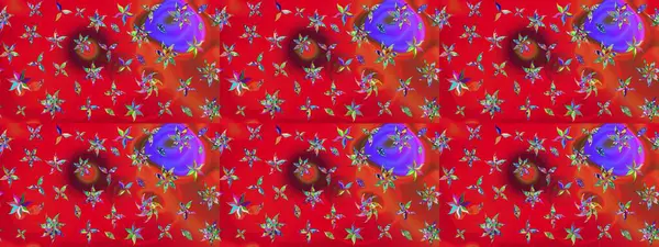 Suluboya çiçekli çiçek deseni. Raster illüstrasyonu. Kırmızı renkte güzel tekstil.