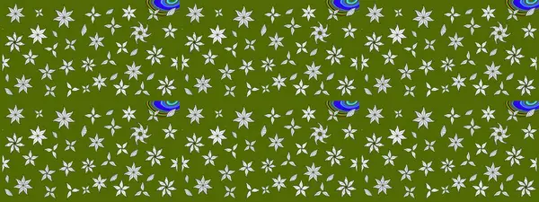 Raster çiçek desenleri çiziyor. Vadinin yeşil renkli çiçekleri.