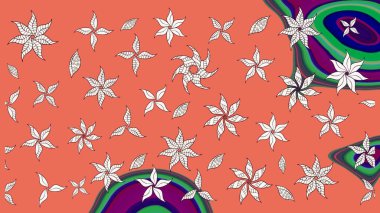 Çiçek deseni. Turuncu renkli çiçekler. Turuncu renkte çiçek çizimi. Şatafatlı bahar bahçesi dokusu. Raster illüstrasyonu.