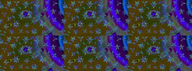 Renkli Bahar Teması eskiz kalıbı. Çiçeksel fantezi tasarımı ve parlak bir arka plan çizimi. Düz Çiçek Elementleri Tasarımı.