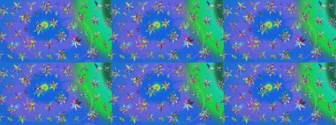 Suluboya tarzında mavi renkli çiçekler. Mavi renkte çiçeklerle birlikte çiçek deseni çiz.