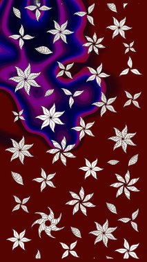 Kırmızı renkte bitkilerden oluşan parlak çiçekli çizim deseni.