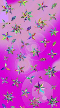 Çiçek duvar kağıdı. Renkli süs kenarı. Hint süsü. Çizim kalıbı. Raster illüstrasyonu. Mor renkler üzerine.