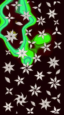 Manzaralı çiçek deseni. Çiçek kompozisyonu, el boyası, hassas şablon. Üst manzara, yumuşak siyah renk tarzı. Sevgililer günü ve tebrik kartı konsepti için şık bir davet.