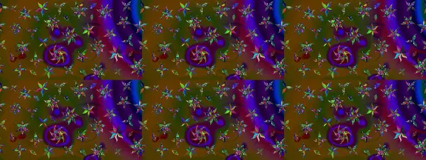 Parmak izi, kumaş, duvar kâğıdı, tekstil için raster dokusu. Renkli grunge, soyut arkaplanı colokahverengi çiçeklerle süslüyor. Nakış desenli çiçek deseni..