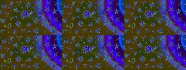 Raster illüstrasyonundaki çiçek desenli çizim. Kahverengi renkte çiçekler.