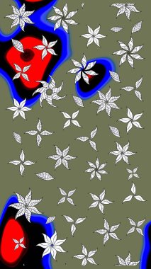 Küçük çiçekli yay deseni çiz. Raster illüstrasyonu. Suluboya tarzında yeşil renkler üzerine.