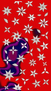 Sevimli çiçek raster deseni. Kırmızı renkte çiçekler. Renkli Yaz Temalı eskiz kalıbı. Düz Çiçek Elementleri Tasarımı.