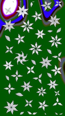 Küçük çiçekteki sevimli çiçek deseni. Raster deseni. Yumuşak, yeşil renkli yaz çiçekleri. Raster illüstrasyonu.