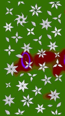 Çiçekli karalama şeklinde Raster çiçek deseni. Nazikçe, güzel çiçek arkaplanı. Yeşil renkte çiçekler.