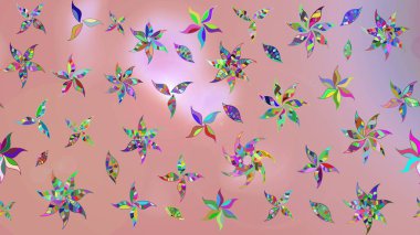 Süslü kumaş deseni. Raster illüstrasyonundaki çiçek desenli çizim. Düz Çiçek Elementleri Tasarımı. Renkli Bahar Teması çizim şablonu.