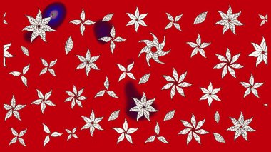 Kırmızı renklerde Asya tekstili. Çiçek desenli çizim. Raster illüstrasyonu.