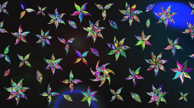 Robot resim. Küçük renkli çiçekler. Motley illüstrasyonu. Küçük çiçekte güzel bir desen. Çiçekli bahar çiçekleri. Moda baskıları için zarif bir şablon.