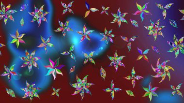 Suluboya çiçekli çiçek deseni. Mavi renkte güzel bir tekstil. Raster illüstrasyonu.