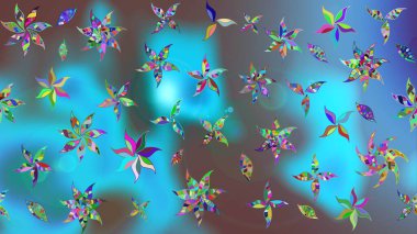 Arkaplan dokusu, duvar kağıdı, mavi renkli çiçek teması. Kabile sanatı boho baskısı, klasik çiçek arkaplanı. Soyut etnik raster çizim kalıbı.