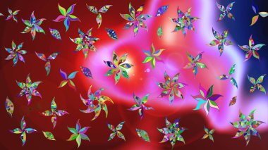 Renkli Bahar Teması eskiz kalıbı. Karalama çiçeği. Raster illüstrasyonu. Düz Çiçek Elementleri Tasarımı. Zentangle soyut çiçekleri. Şirin kumaş deseni.