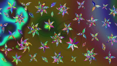 Küçük çiçekteki sevimli çiçek deseni. Yeşil renkte çiçekler.