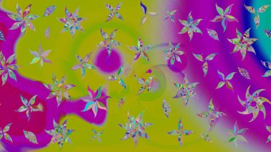 Raster illüstrasyonu. Şirin çiçek elementleri. Taslak desenli, modaya uygun kumaş deseni. Düz Çiçek Elementleri Tasarımı. Renkli Bahar Teması çizim şablonu.