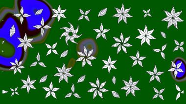 Yumuşak, yeşil renkli bahar çiçekleri. Çiçekli yumuşak bir eskiz şekli. Raster çiçekleri klasik tarzda çizilmiş. Raster illüstrasyonu.