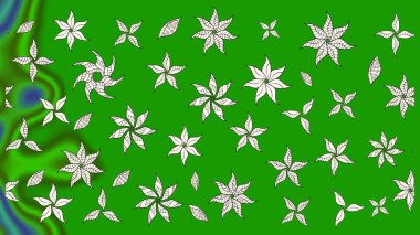 Yeşil renkli çiçekler. Çiçekli eskiz deseni. El çizimi. Suluboya çizimi.