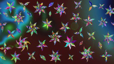 Raster illüstrasyonu. Eski usul. Eskiz geçmişi. Kumaş, tekstil, duvar kağıdı baskısı için. Renkli desenli eskiz deseni, kahverengi çiçekler ve dekoratif elementlerle.