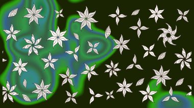 Çiçek ve yapraklı çiçek deseni. Küçük çiçekli şirin bir desen. Raster illüstrasyonu.