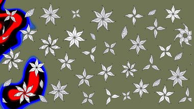 Raster illüstrasyonundaki çiçek desenli çizim. Renkli Bahar Teması eskiz kalıbı. Süslü kumaş deseni. Düz Çiçek Elementleri Tasarımı.